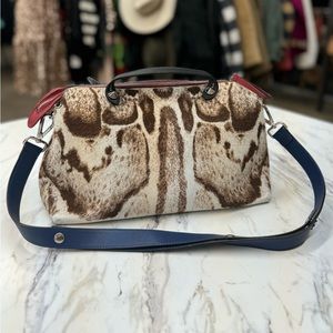 Authentic FENDI Calf Hair Vitello Dolce Leopard Print By The Way Boston Bag